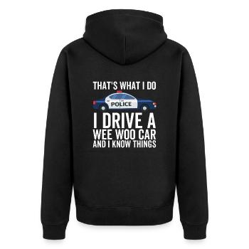 Das ist es, was ich tue Ich fahre ein kleines Woo-Auto und ich weiß - Unisex Premium Bio Zip Hoodie - Schwarz - Hinten - Nico (187cm)