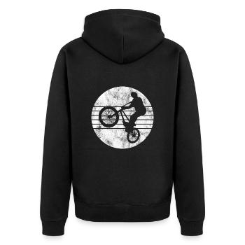 BMX Rad Fahrrad Retro Geschenk Bicycle Motocross - Unisex Premium Bio Zip Hoodie - Schwarz - Hinten - Nico (187cm)