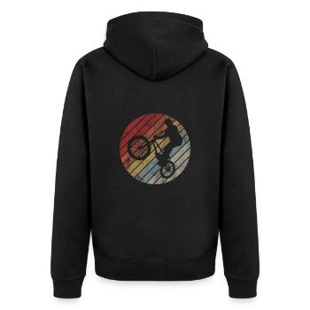 BMX Rad Fahrrad Retro Geschenk Bicycle Motocross - Unisex Premium Bio Zip Hoodie - Schwarz - Hinten - Nico (187cm)