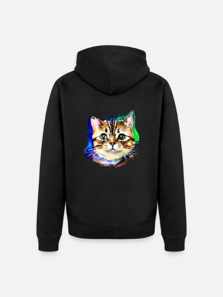 Cat Face 3 - Unisex Premium Organic Zip Hoodie - black
