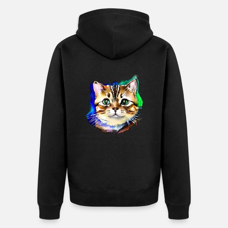 Visage de chat 3 - Veste à capuche bio Premium Unisexe - noir