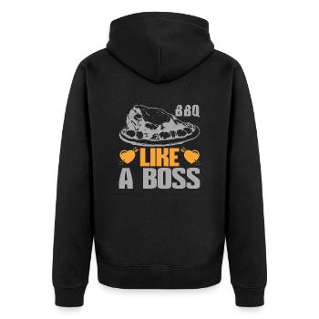 GRILLEN WIE EIN CHEF - Unisex Premium Bio Zip Hoodie - Schwarz - Hinten - Nico (187cm)
