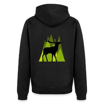 Deer - Unisex Premium Organic Zip Hoodie - black - Back - Nico (187cm)