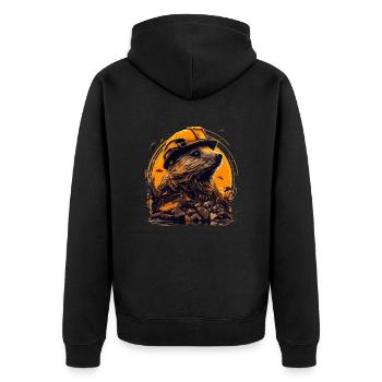 Bieber as master builder with yellow safety helmet - Unisex Premium Organic Zip Hoodie - black - Back - Nico (187cm)