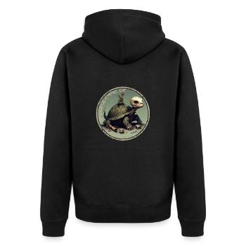 Trinktier Chill the Skull - Unisex Premium Bio Zip Hoodie - Schwarz - Hinten - Nico (187cm)