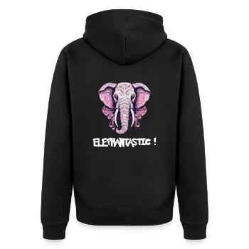 Elefantenhaft - Unisex Premium Bio Zip Hoodie - Schwarz - Hinten - Nico (187cm)