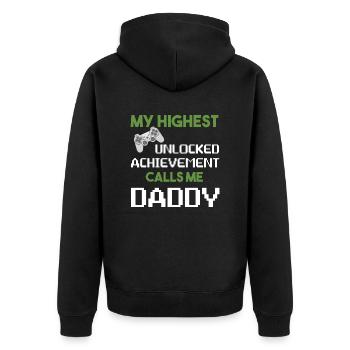Nerdy Drôle Fête des pères Gamer Papa Jeux vidéo - Veste à capuche bio Premium Unisexe - noir - Dos - Nico (187cm)