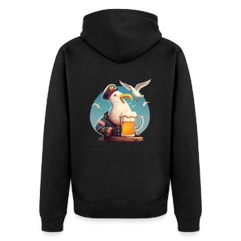 Lutsiger Captain Seagull avec de la bière - Veste à capuche bio Premium Unisexe - noir - Dos - Nico (187cm)