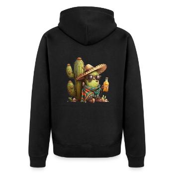 Drôle de cactus avec bière sombrero et lunettes de soleil - Veste à capuche bio Premium Unisexe - noir - Dos - Nico (187cm)