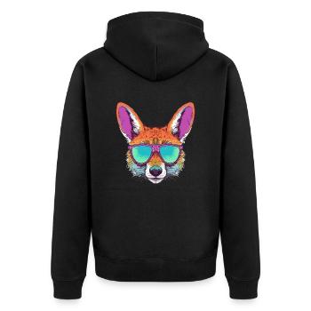 Kho der Kojote - Unisex Premium Bio Zip Hoodie - Schwarz - Hinten - Nico (187cm)