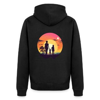 Mom and sunset - Unisex Premium Organic Zip Hoodie - black - Back - Nico (187cm)