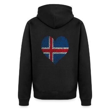 Norwegisches Herz - Unisex Premium Bio Zip Hoodie - Schwarz - Hinten - Nico (187cm)
