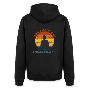 Inhaler de la bonne merde | Bouddhisme | Méditation - Veste à capuche bio Premium Unisexe - noir - Dos - Nico (187cm)