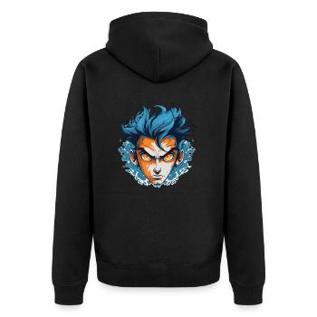 Sapphire Fury: Unleash Your Inner Power - Unisex Premium Organic Zip Hoodie - black - Back - Nico (187cm)
