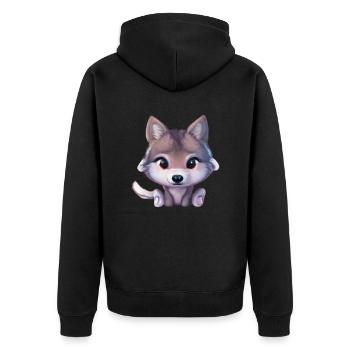 Kleiner wolf - Unisex Premium Bio Zip Hoodie - Schwarz - Hinten - Nico (187cm)