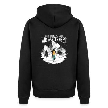 Skifahren in den Bergen - Unisex Premium Bio Zip Hoodie - Schwarz - Hinten - Nico (187cm)