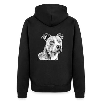 Jack der Pitbull - Unisex Premium Bio Zip Hoodie - Schwarz - Hinten - Nico (187cm)