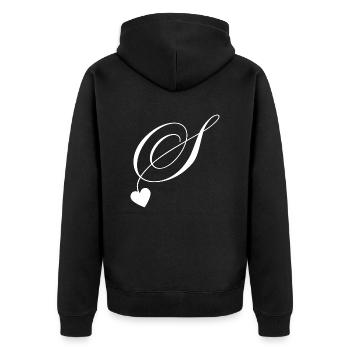 Lettre s calligraphie cœur - Veste à capuche bio Premium Unisexe - noir - Dos - Nico (187cm)