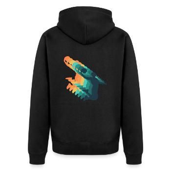 Vintage-Basketball - Unisex Premium Bio Zip Hoodie - Schwarz - Hinten - Nico (187cm)