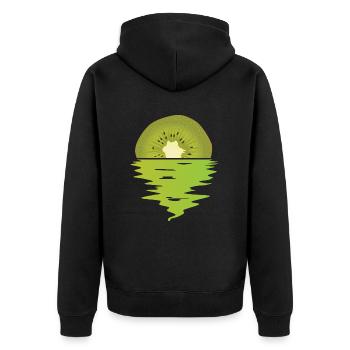 Kiwi Ocean - Unisex Premium Bio Zip Hoodie - Schwarz - Hinten - Nico (187cm)