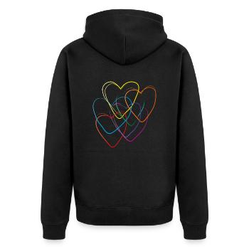 mei herzchen - Unisex Premium Bio Zip Hoodie - Schwarz - Hinten - Nico (187cm)