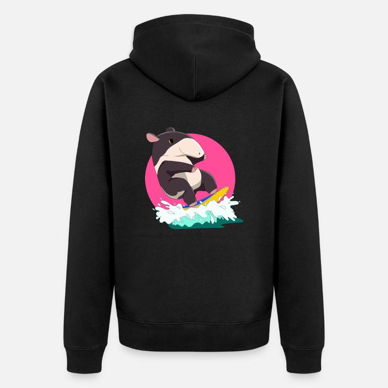 Surfing Surf Tapir Loco Animal Squad - Veste à capuche bio Premium Unisexe - noir