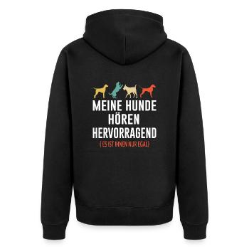 Hund Hunde Spruch Geschenk Retro Humor - Unisex Premium Bio Zip Hoodie - Schwarz - Hinten - Nico (187cm)