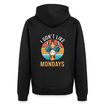 Giraffe I Don`t Like Mondays - Unisex Premium Bio Zip Hoodie - Schwarz - Hinten - Nico (187cm)