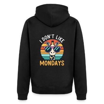 Giraffe I Don`t Like Mondays - Unisex Premium Bio Zip Hoodie - Schwarz - Hinten - Nico (187cm)