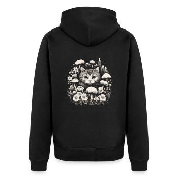 Champignons cottagecore pour chat - Veste à capuche bio Premium Unisexe - noir - Dos - Nico (187cm)