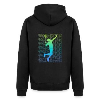 Badminton Players Badminton Badminton Boys - Unisex Premium Organic Zip Hoodie - black - Back - Nico (187cm)
