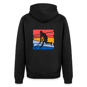 Hockey Vintage Hockey Joueur Hockey sur gazon enfants - Veste à capuche bio Premium Unisexe - noir - Dos - Nico (187cm)