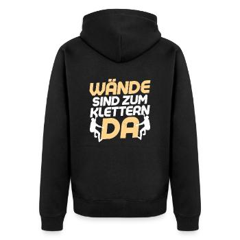 Wände sind zum klettern da Boulder Klettern - Unisex Premium Bio Zip Hoodie - Schwarz - Hinten - Nico (187cm)