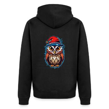 Süße Eule mit Weihnachtsmütze Kawaii Geschenk - Unisex Premium Bio Zip Hoodie - Schwarz - Hinten - Nico (187cm)