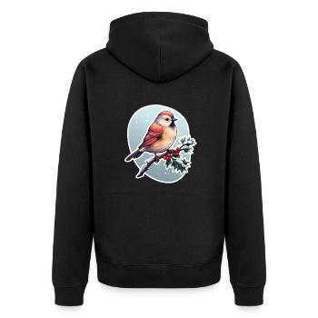 Wintervogel - Unisex Premium Bio Zip Hoodie - Schwarz - Hinten - Nico (187cm)