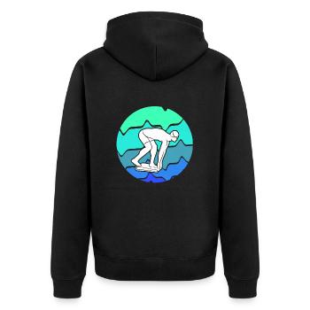 Schwimmer Schwimmen Schwimmsport Schwimm Jungen - Unisex Premium Bio Zip Hoodie - Schwarz - Hinten - Nico (187cm)