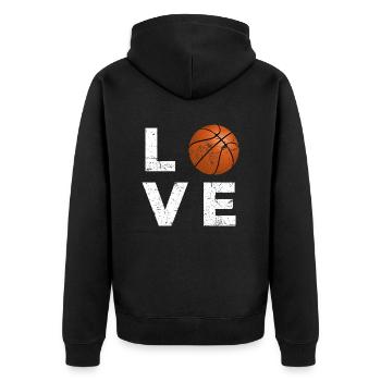Basketball-Liebe - Unisex Premium Bio Zip Hoodie - Schwarz - Hinten - Nico (187cm)