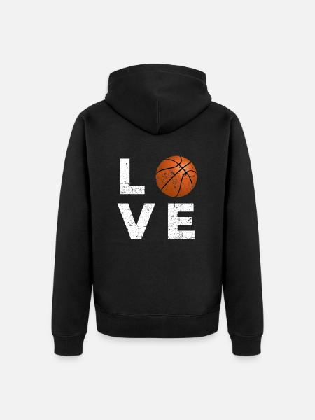 Basketball-Liebe - Unisex Premium Bio Zip Hoodie - Schwarz