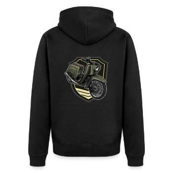 Schwalbe KR51/1 // Illustration - Unisex Premium Bio Zip Hoodie - Schwarz - Hinten - Nico (187cm)