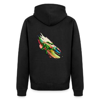 Crocodile surfs on color - Unisex Premium Organic Zip Hoodie - black - Back - Nico (187cm)