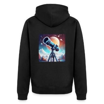 Telescope / Telescope / Astronomy / Starry Sky - Unisex Premium Organic Zip Hoodie - black - Back - Nico (187cm)