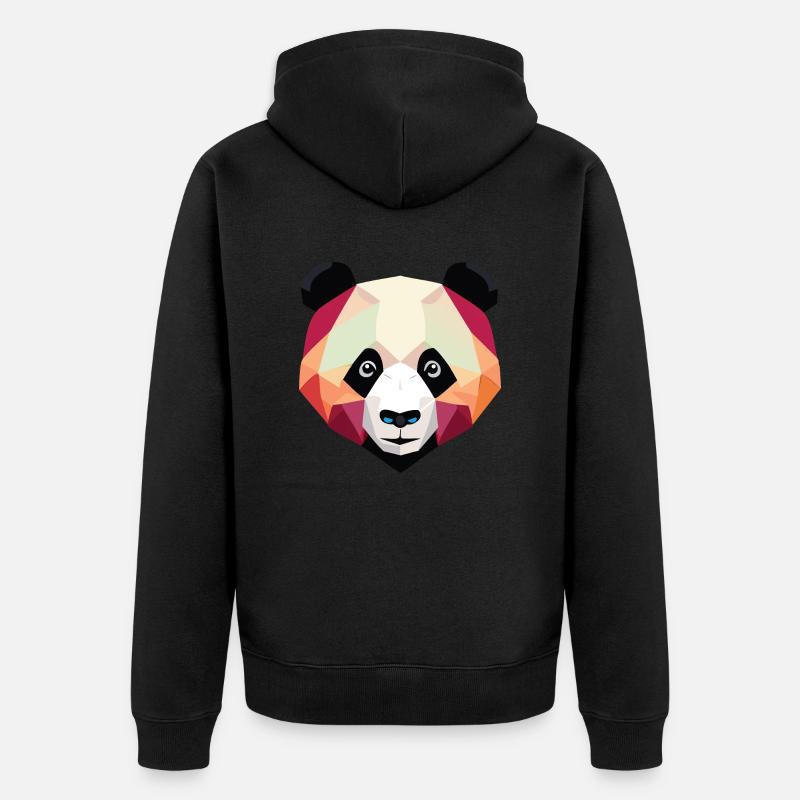 Panda Low Poly - Veste à capuche bio Premium Unisexe - noir