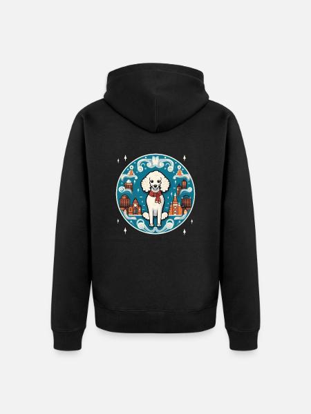 Pudelhund Weihnachten, Liebeshunde - Unisex Premium Bio Zip Hoodie - Schwarz