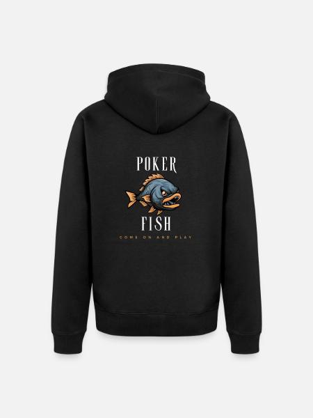 POKER-Poker fish - Come on and play poker articles - Unisex Premium Organic Zip Hoodie - black