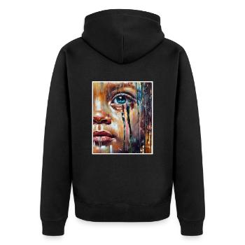 Abstrait Fille Triste Gens Malheureux - Veste à capuche bio Premium Unisexe - noir - Dos - Nico (187cm)