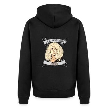Ich bin nicht wie andere Frauen, ich bin schlimmer - Unisex Premium Bio Zip Hoodie - Schwarz - Hinten - Nico (187cm)