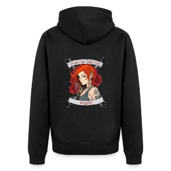 Ich bin nicht wie andere Frauen, ich bin schlimmer - Unisex Premium Bio Zip Hoodie - Schwarz - Hinten - Nico (187cm)