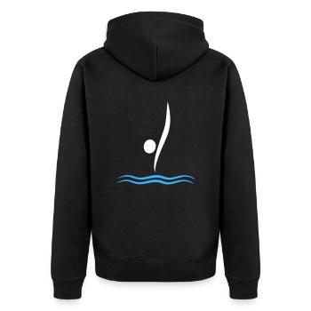 Turmspringen - Unisex Premium Bio Zip Hoodie - Schwarz - Hinten - Nico (187cm)