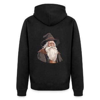 The White Wizard - Unisex Premium Organic Zip Hoodie - black - Back - Nico (187cm)