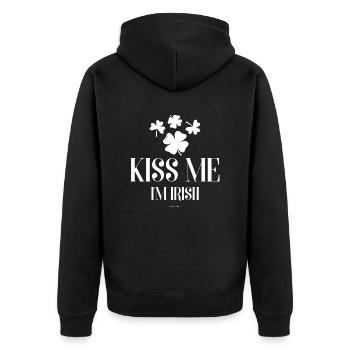 Kiss me I'm Irish for the day, funny St Patricks - Unisex Premium Organic Zip Hoodie - black - Back - Nico (187cm)